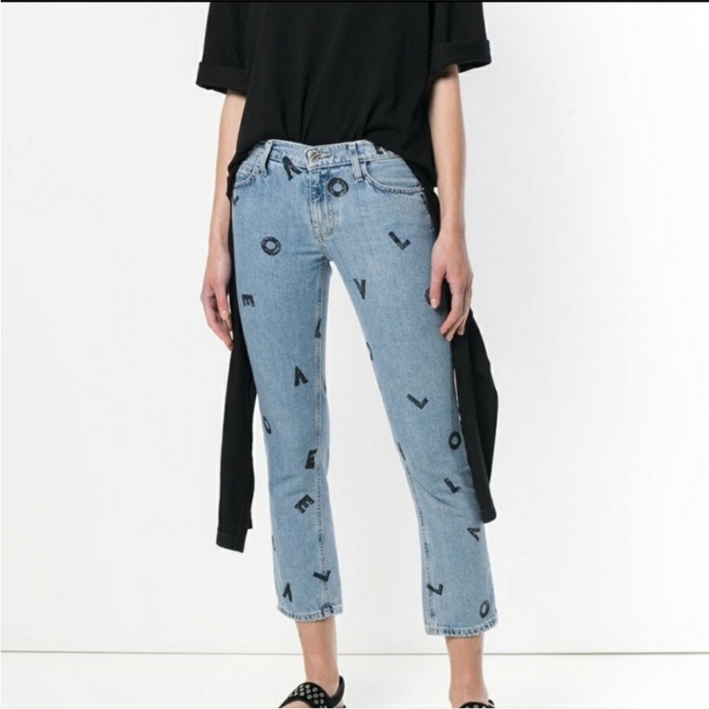 Current/Elliott Light Blue Letter Print Love Jeans